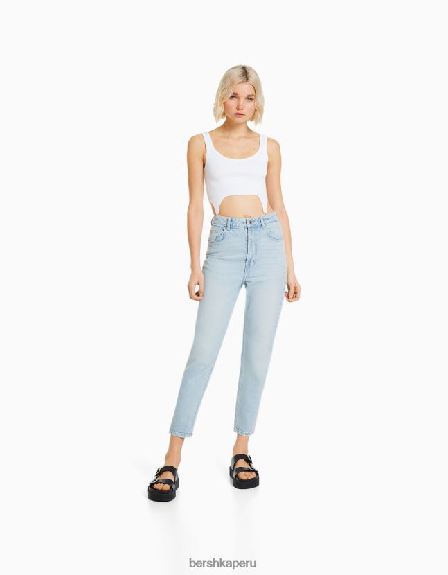 azul claro Bershka mujer vaqueros mom slim de corte cómodo 806J6B1518