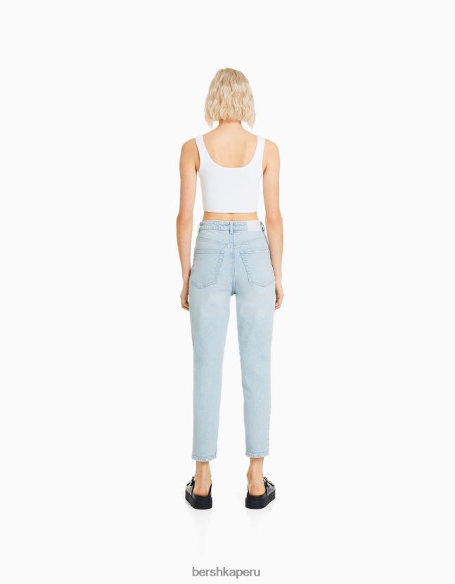 azul claro Bershka mujer vaqueros mom slim de corte cómodo 806J6B1518