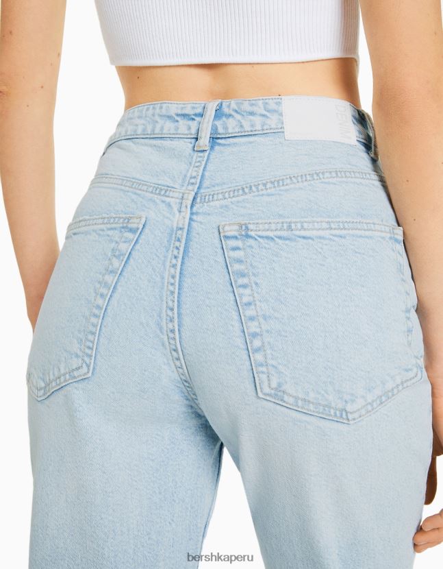 azul claro Bershka mujer vaqueros mom slim de corte cómodo 806J6B1518