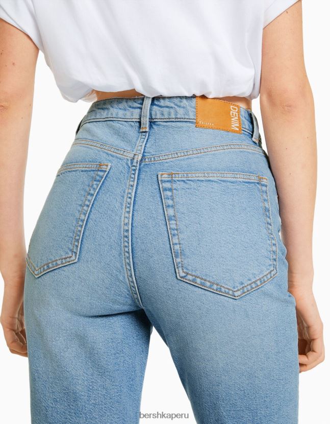 azul claro Bershka mujer vaqueros mom slim de corte cómodo 806J6B1521