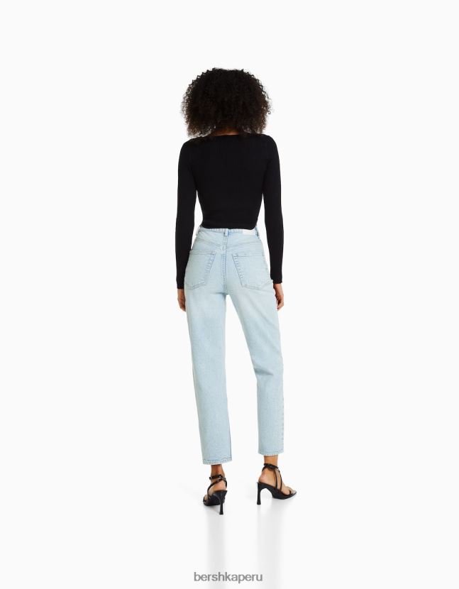 azul claro Bershka mujer vaqueros mom slim de corte cómodo 806J6B1985