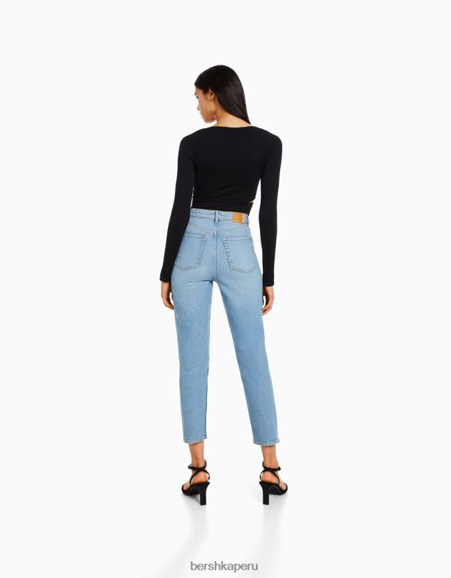 azul claro Bershka mujer vaqueros mom slim de corte cómodo 806J6B1992