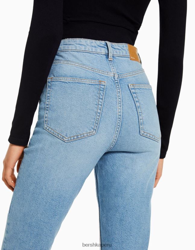 azul claro Bershka mujer vaqueros mom slim de corte cómodo 806J6B1992
