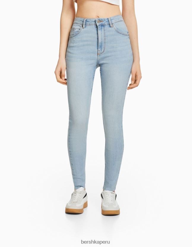 azul claro Bershka mujer vaqueros pitillo de tiro alto 806J6B1603