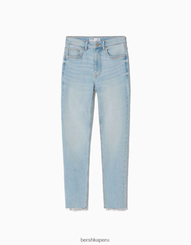 azul claro Bershka mujer vaqueros pitillo de tiro alto 806J6B1603