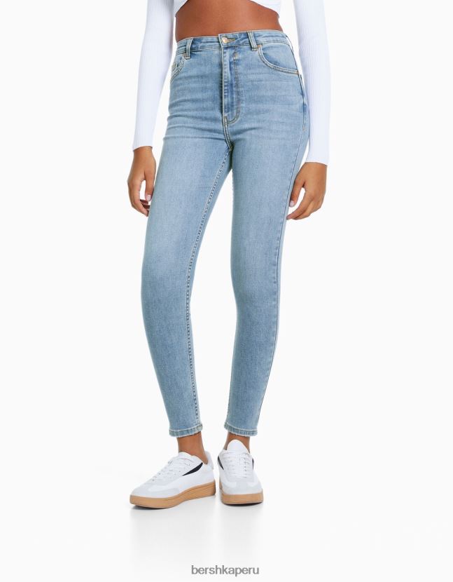 azul claro Bershka mujer vaqueros pitillo de tiro superalto 806J6B1503