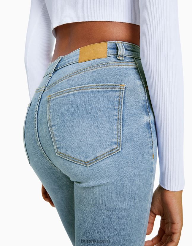 azul claro Bershka mujer vaqueros pitillo de tiro superalto 806J6B1503