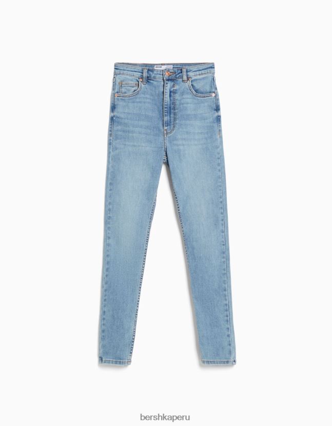 azul claro Bershka mujer vaqueros pitillo de tiro superalto 806J6B1503