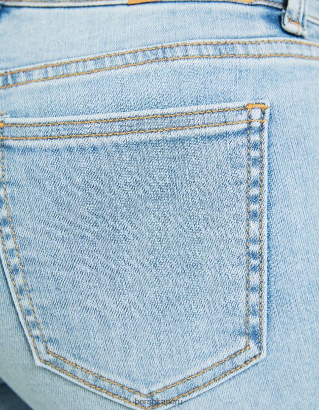 azul claro Bershka mujer vaqueros pitillo vintage de tiro bajo 806J6B1597