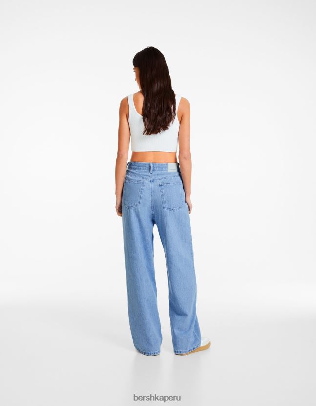 azul claro Bershka mujer vaqueros plisados ​​de los 90 806J6B1590
