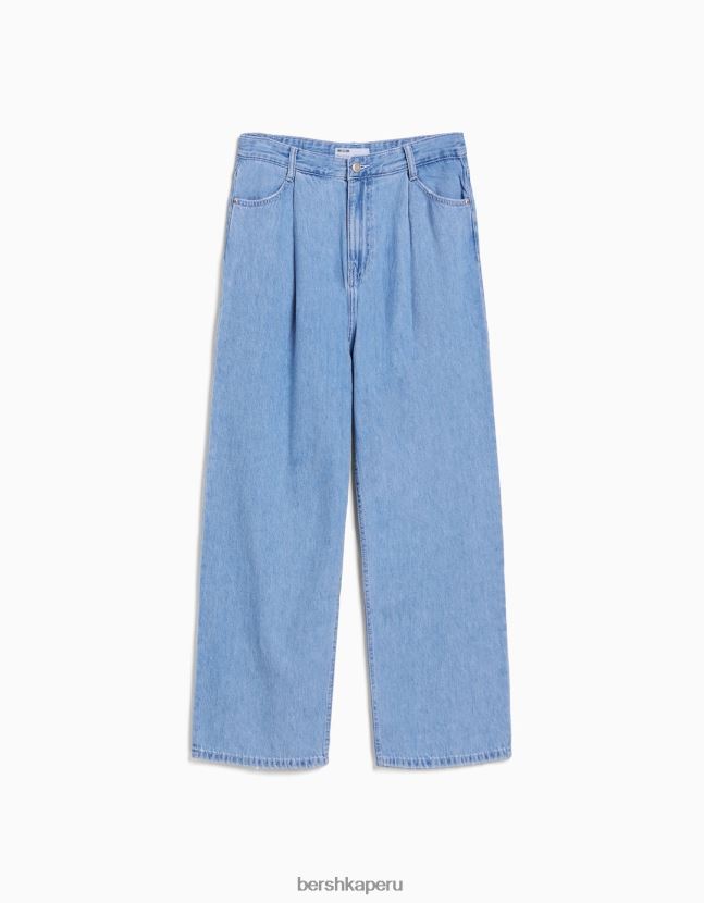 azul claro Bershka mujer vaqueros plisados ​​de los 90 806J6B1590