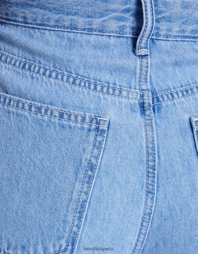azul claro Bershka mujer vaqueros plisados ​​de los 90 806J6B1590