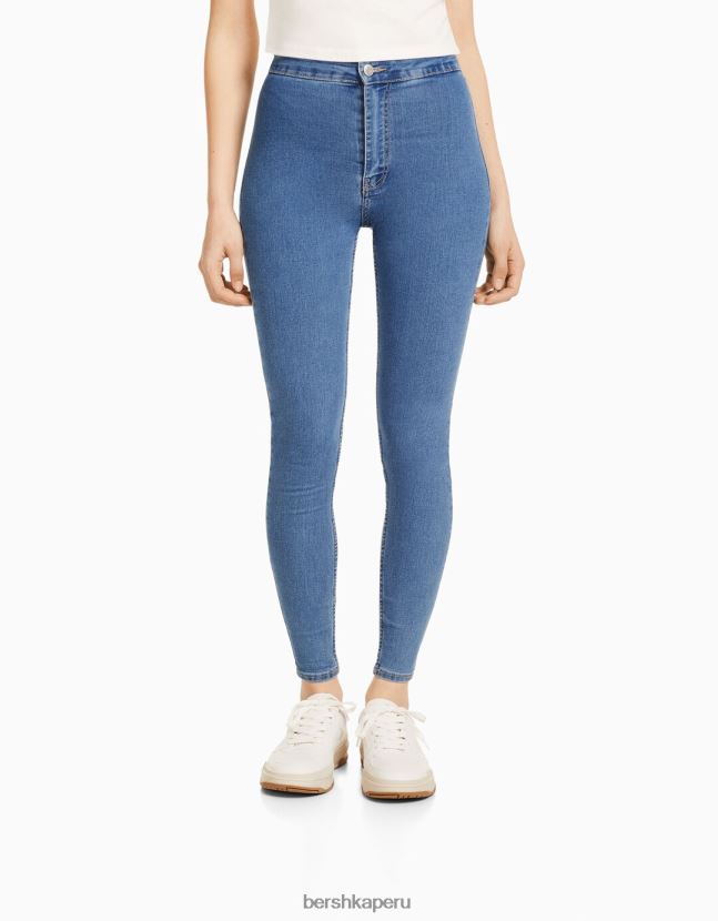 exclusivo Bershka mujer leggins de mezclilla con tiro superalto 806J6B1588