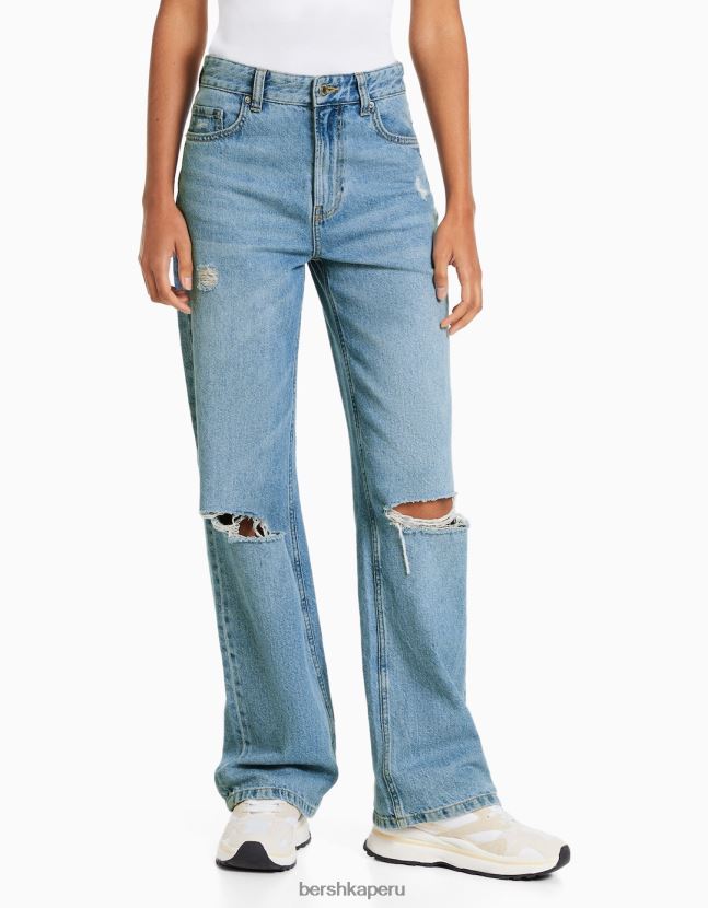 exclusivo Bershka mujer vaqueros anchos rotos de los 90 806J6B1607