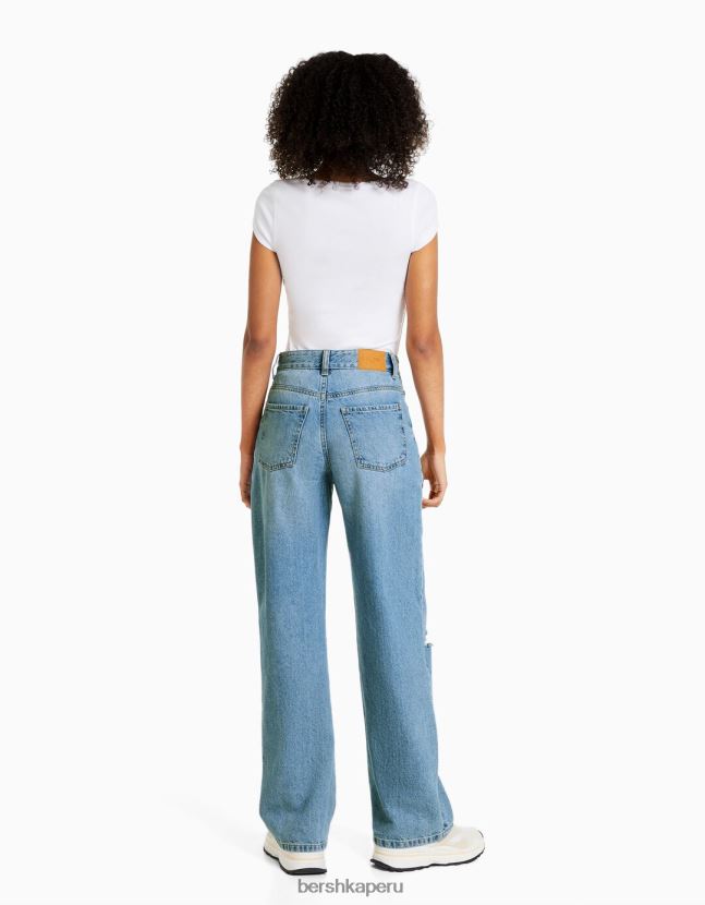 exclusivo Bershka mujer vaqueros anchos rotos de los 90 806J6B1607
