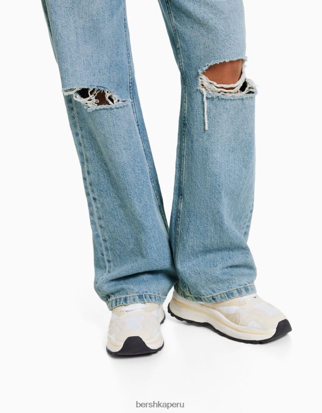 exclusivo Bershka mujer vaqueros anchos rotos de los 90 806J6B1607