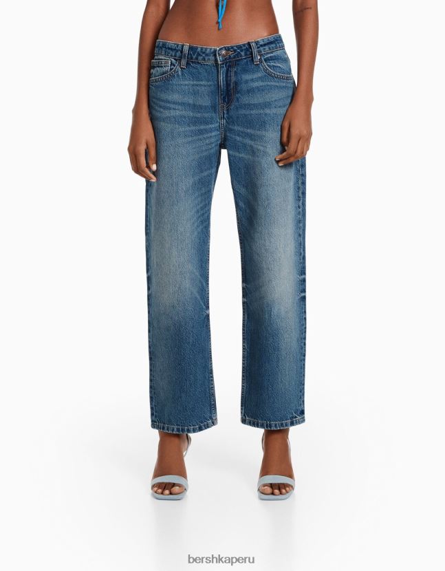 lavado azul Bershka mujer vaqueros capri rectos de tiro bajo 806J6B1550