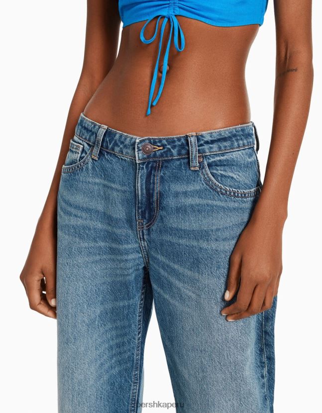 lavado azul Bershka mujer vaqueros capri rectos de tiro bajo 806J6B1550