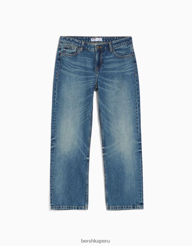 lavado azul Bershka mujer vaqueros capri rectos de tiro bajo 806J6B1550