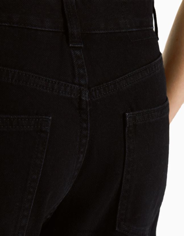 negro Bershka mujer vaqueros anchos rotos de los 90 806J6B1526