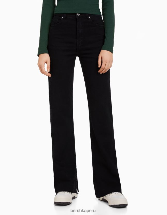 negro Bershka mujer vaqueros confort con abertura lateral 806J6B1570