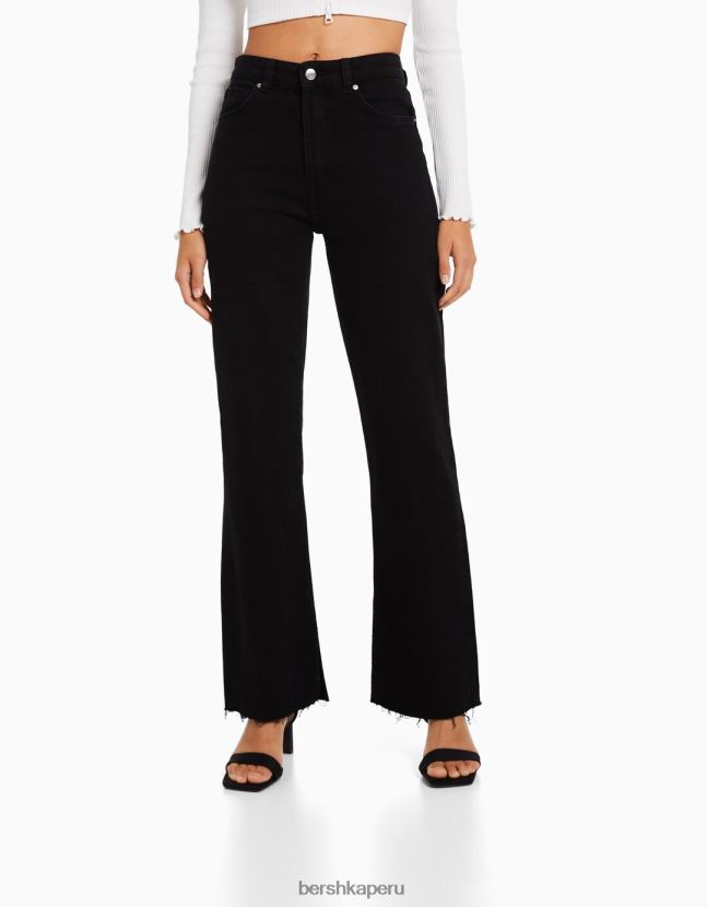 negro Bershka mujer vaqueros confort con abertura lateral 806J6B1990