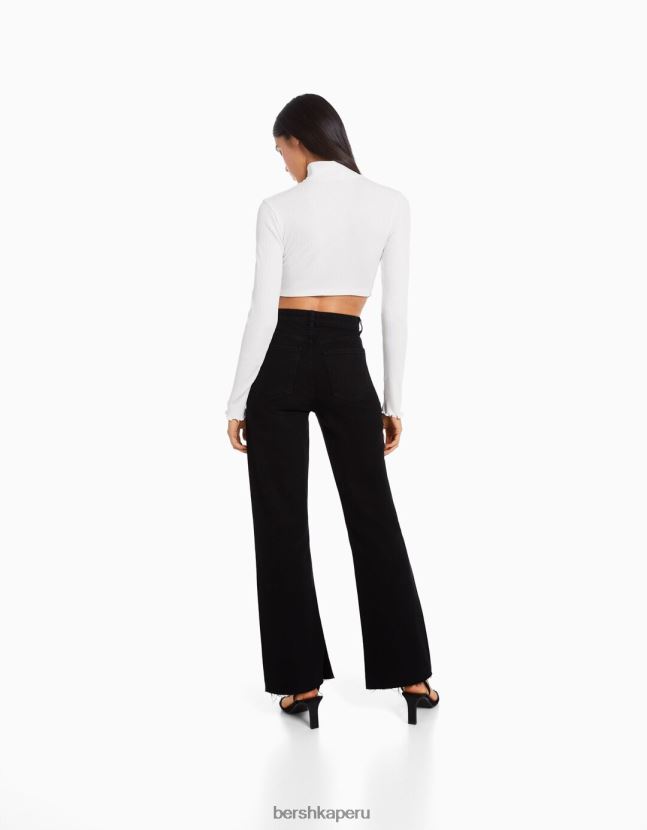 negro Bershka mujer vaqueros confort con abertura lateral 806J6B1990