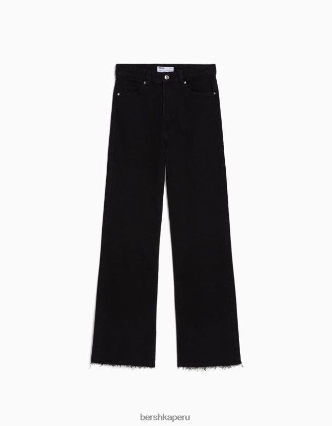 negro Bershka mujer vaqueros confort con abertura lateral 806J6B1990