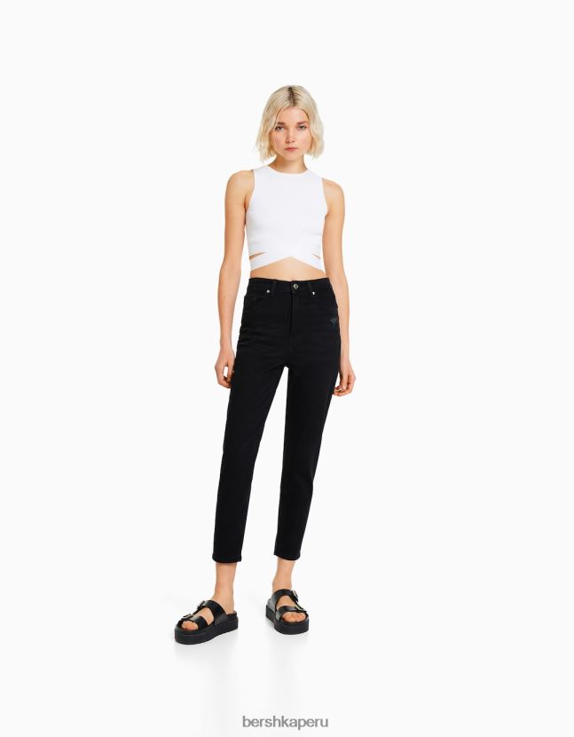 negro Bershka mujer vaqueros mom slim de corte cómodo 806J6B1519