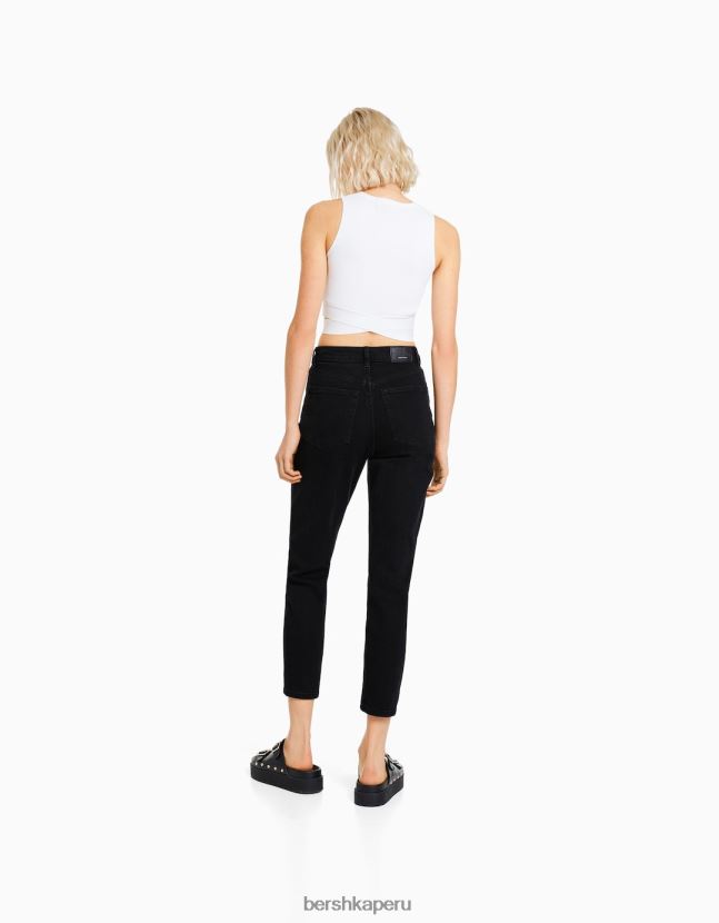 negro Bershka mujer vaqueros mom slim de corte cómodo 806J6B1519
