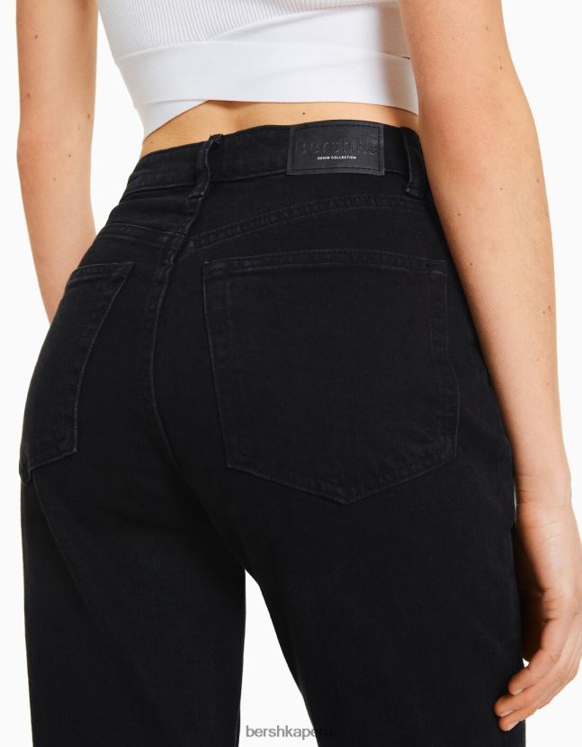 negro Bershka mujer vaqueros mom slim de corte cómodo 806J6B1519