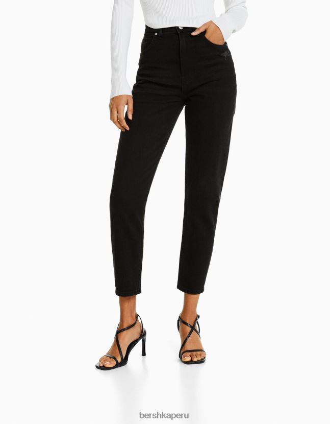 negro Bershka mujer vaqueros mom slim de corte cómodo 806J6B1986