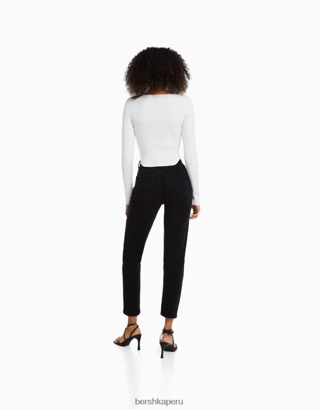 negro Bershka mujer vaqueros mom slim de corte cómodo 806J6B1986