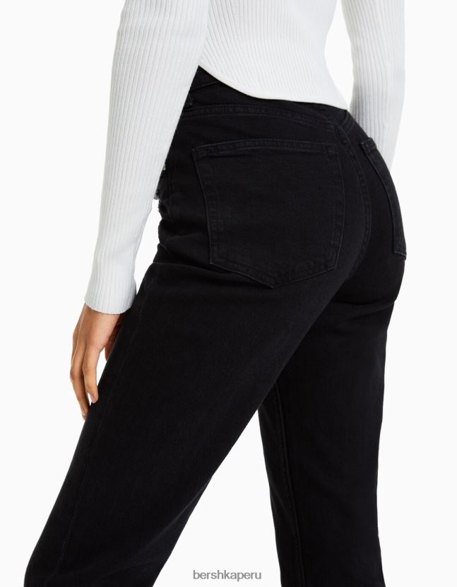 negro Bershka mujer vaqueros mom slim de corte cómodo 806J6B1986