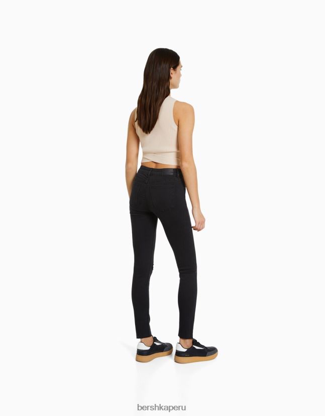 negro Bershka mujer vaqueros pitillo vintage de tiro bajo 806J6B1600