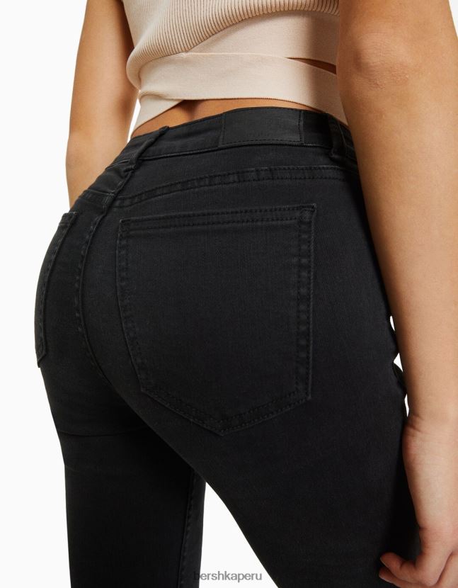 negro Bershka mujer vaqueros pitillo vintage de tiro bajo 806J6B1600
