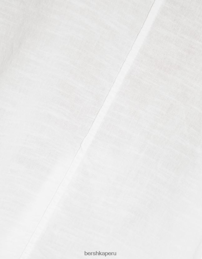blanco Bershka mujer camisa rústica de manga corta estilo kimono 806J6B913