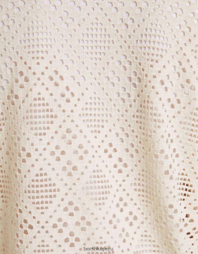 blanco Bershka mujer camisa rústica manga corta 806J6B1886