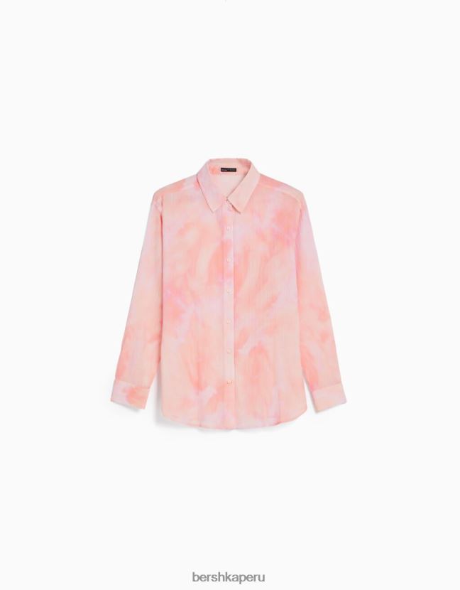 multicolor Bershka mujer camisa oversize de crepé de manga larga 806J6B2025