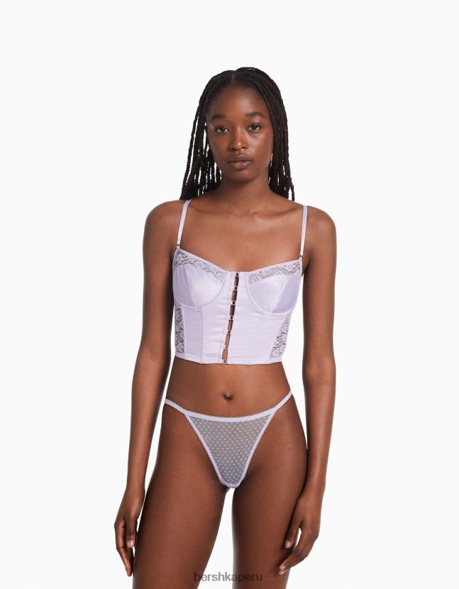 Violeta Bershka mujer corsé de encaje satinado con aros 806J6B768