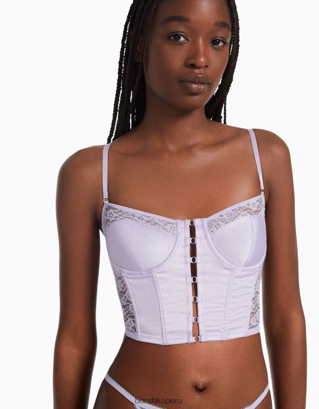 Violeta Bershka mujer corsé de encaje satinado con aros 806J6B768