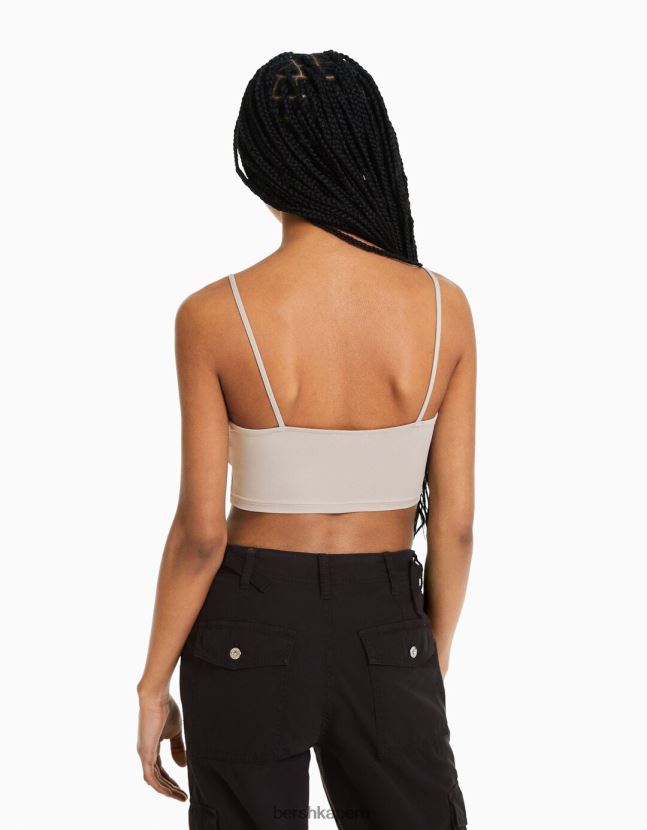 arena Bershka mujer top corto con tiras 806J6B781