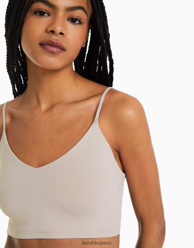 arena Bershka mujer top corto con tiras 806J6B781