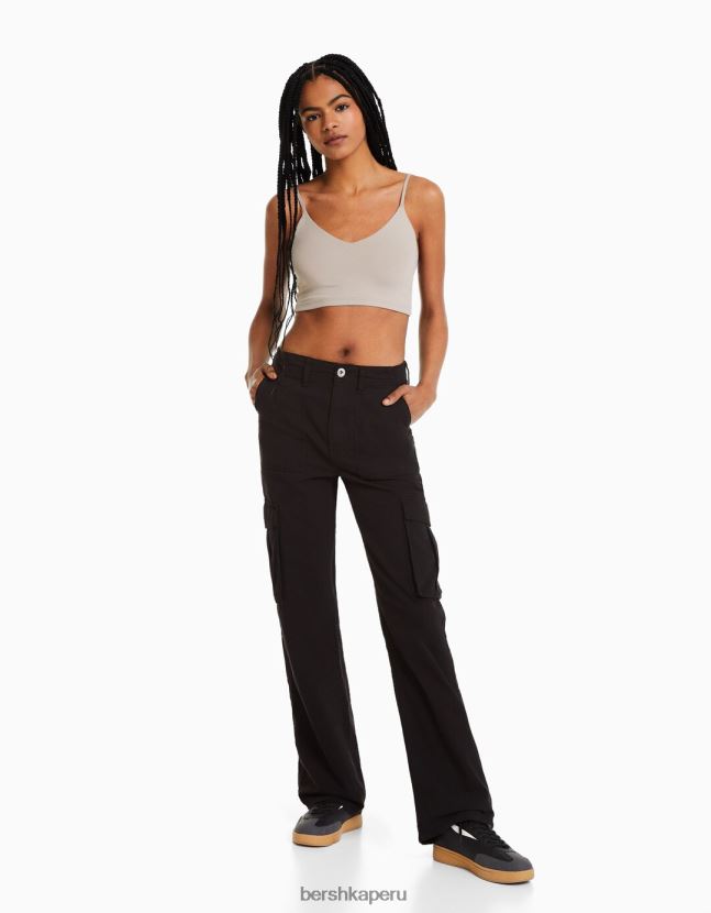 arena Bershka mujer top corto con tiras 806J6B781