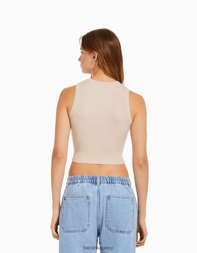 arena Bershka mujer top de punto sin mangas 806J6B885