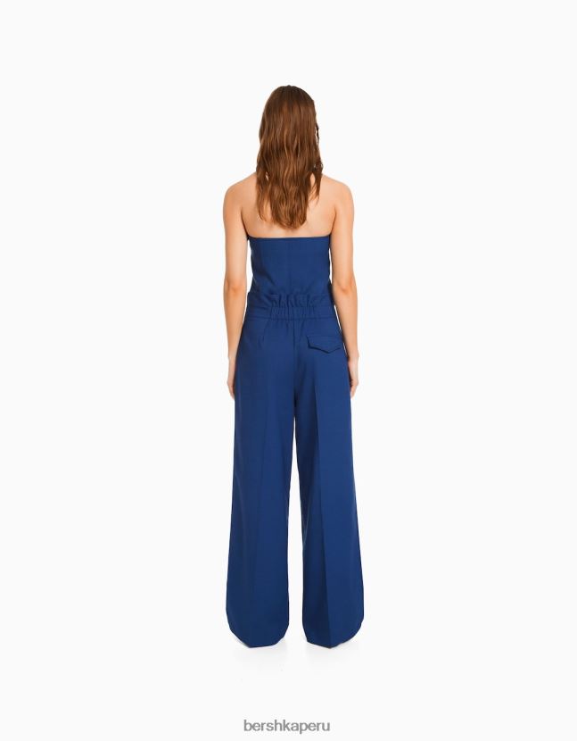 azul Bershka mujer chaleco corsé de sastre con hombros descubiertos 806J6B684