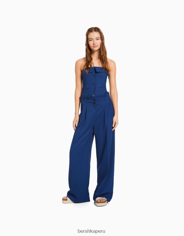 azul Bershka mujer chaleco corsé de sastre con hombros descubiertos 806J6B684