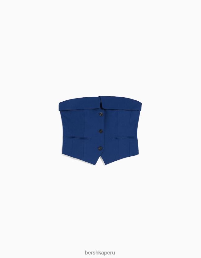 azul Bershka mujer chaleco corsé de sastre con hombros descubiertos 806J6B684