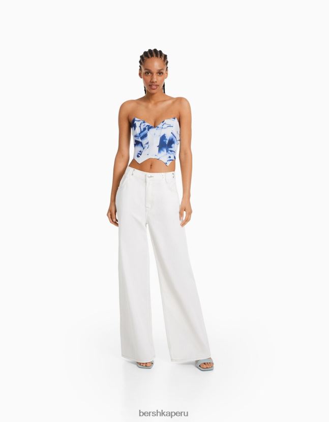 azul Bershka mujer corsé corto con cuello en V 806J6B740