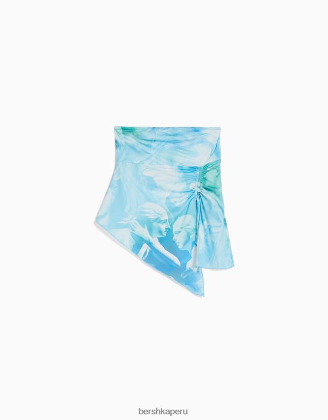 azul Bershka mujer top bandeau con detalle fruncido 806J6B705